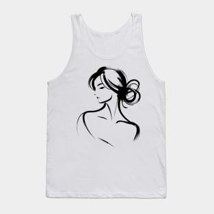 Stick figure woman in black ink Tank Top